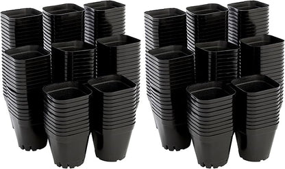 Juvale Square Nursery Pots - Seedling Planters with Drainage Holes - Versatile Pots for Plants & Succulents - Space-Saving Stackable Planters - 2.6 in, Pack of 300, Black