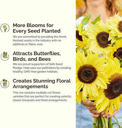 Eden Brothers Ole Yeller Wildflower Mixed Seeds for Planting, 1/4 lb, 120,000+ Seeds with African Marigold, Sunflower | Attracts Pollinators, Plant in Spring or Fall, Zones 3, 4, 5, 6, 7, 8, 9, 10
