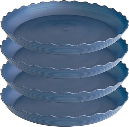 4 Pack of 14 inch Plant Saucer Plant Tray, Plastic Plant Saucer, Heavy Duty Plant Tray for Pots, Plant Saucers for Indoors Planter, Garden Water Plate Bowls for Gallon Grow Bags (Blue)