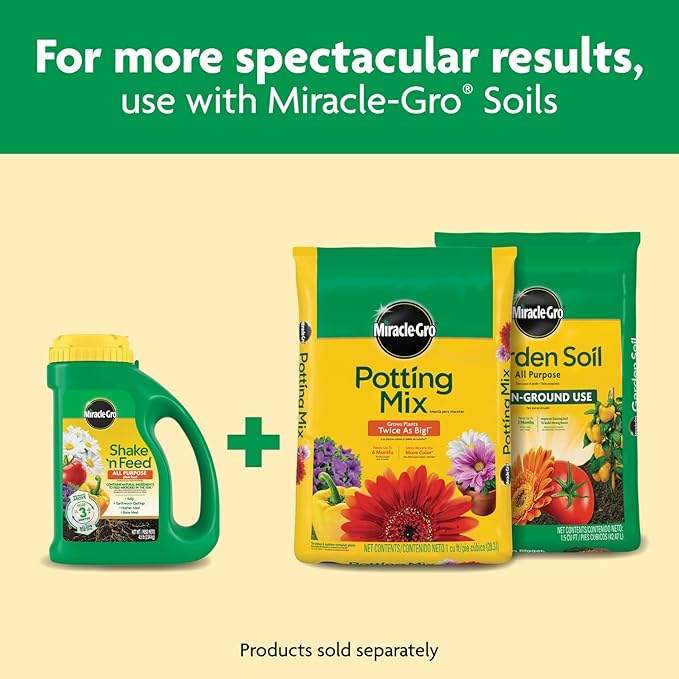 Miracle-Gro Shake 'N Feed All Purpose Plant Food - Outdoor and Indoor Plant Food for In-Ground and Containers, Feeds for up to 3 Months, 4.5 lbs.
