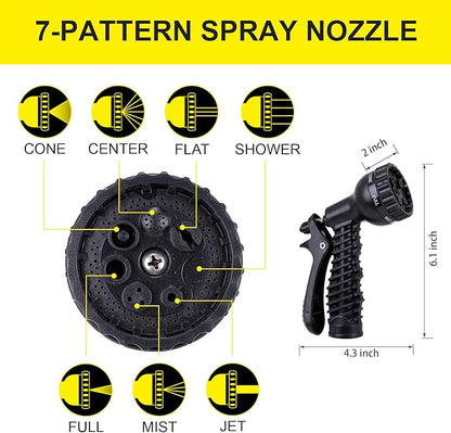 FOXEASE Metal Water Hose 25 ft - Stainless Steel Water Hose with 2 Nozzles, Lightweight, Tangle Free & Kink Free, Heavy Duty, High Pressure, Flexible, Dog Proof