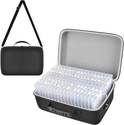 [Boobowl] Seed Storage Organizer with 36 Slots, Hard Shell Seed Holder with Labels, Dry Storage Container for Garden Vegetable Seeds, Sturdy Carrying Bag with Handle and Shoulder Strap(Box Only)