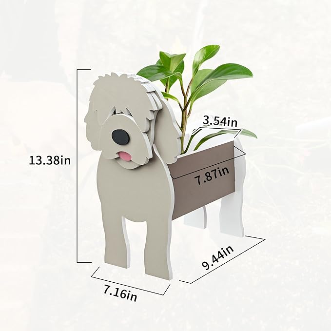 Golden Dou Dog Planter, Cute Animal Shape Flower Planters, Plant Pots for Indoor/Outdoor Garden Decor, Unique Gifts/Souvenirs for Pet Lovers
