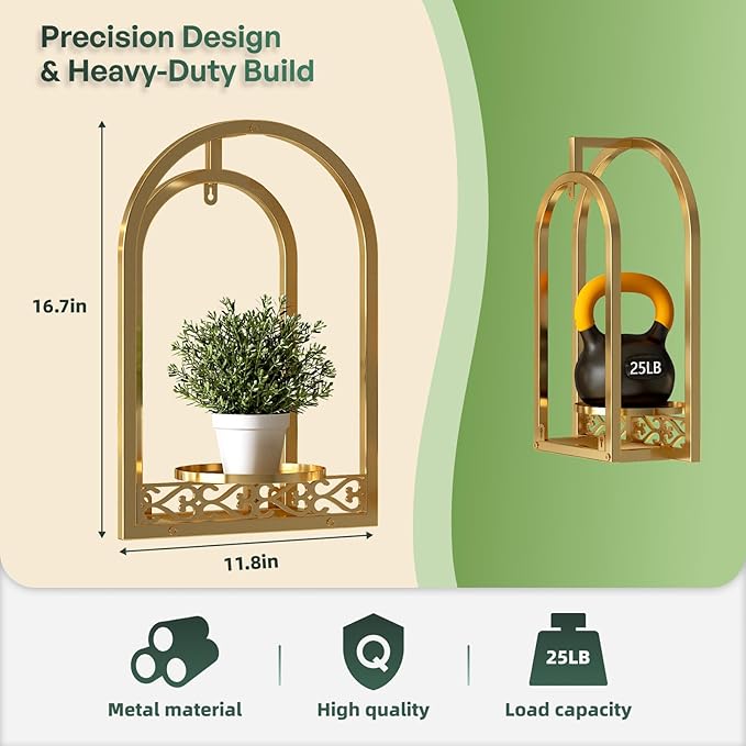 Wall Hanging Planters, Modern Iron Frame for Indoor/Outdoor Plants, Stylish Decor for Living Room, Garden, Patio 3 Pack Gold