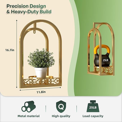 Wall Hanging Planters, Modern Iron Frame for Indoor/Outdoor Plants, Stylish Decor for Living Room, Garden, Patio 3 Pack Gold