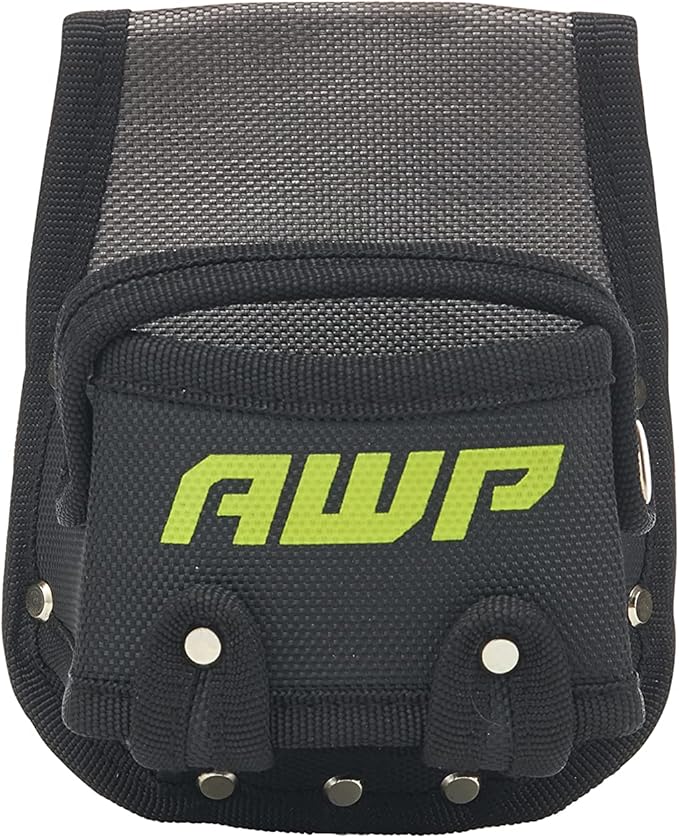 AWP Tape Measure Pouch with Metal Belt Clip and Tunnel Loop, Tool Belt Accessory