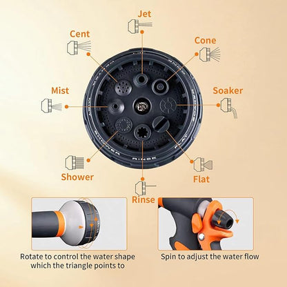 Garden Hose Nozzle Sprayer,Water Hose Sprayer with 8 Adjustable Spraying Modes,2 Pack High Pressure Nozzle Sprayer,Leak Proof Hand Sprayer for Watering Plants, Car and Pet Washing