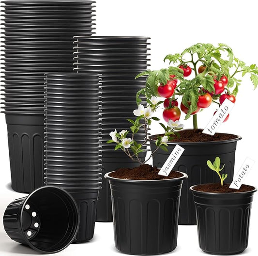 120 Pack 0.5 1 2 Gallon Plant Nursery Pots with 120 Plant Labels Thickened Flexible Plastic Pots for Plants Disposable Garden Pot Flower Container for Succulent Seedling Cutting Transplanting