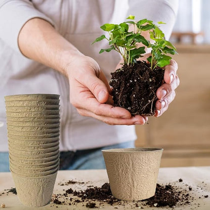 200 pcs Seed Starter Pots Kits Include 50pcs 4 Inch Peat Pots with Drainage Holes 100 Cells 2 Inch Seedling Starter Trays and 50 Pcs Plant Labels Outdoor Garden Germination Nursery Pots