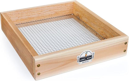 Cedar Garden Sifter for Compost, Dirt and Potting Soil - Handcrafted in The USA - Sustainable Cedar - Heavy Duty Stainless Grate (Handheld)