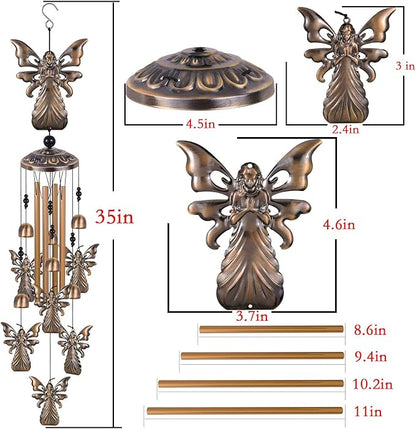 Large Angel Wind Chimes for Home & Garden, Aluminum Wind Bell, Angel Wind Catcher, Memorial Wind Chime, Gifts for Mom