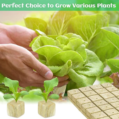 Legigo 1.2 Inch Rockwool Cubes Seed Starter Plugs for Hydroponics, RockWool Planting Grow Cubes for Hydroponic Tower Garden Soilless Cultivation Plants Germination Cutting Clone (6 Sheet, 216 Plugs)