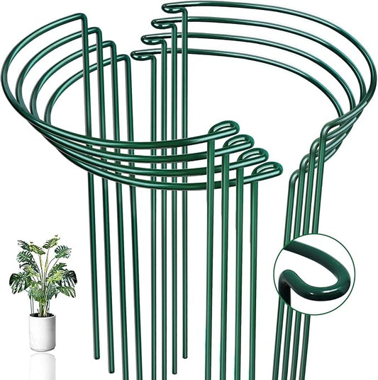 8 Pack Half Round Snake Plant Support Stakes Sets - Strong Plant Support and Cage, Durable Houseplant Stakes, Plant Support Ring for Indoor and Outdoor Plants, Such as Aloe, Peony, Hydrangea, ZZ