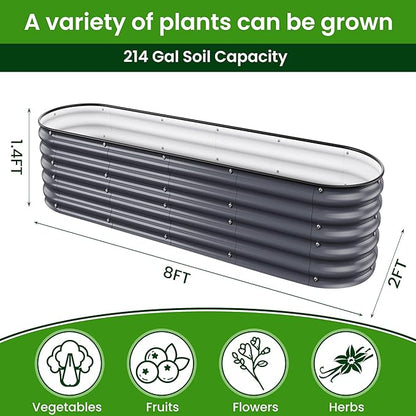17" Tall Raised Garden Beds Outdoor - Galvanized Aluminum-Magnesium Stainless Steel Durable Metal Planter Box for Growing Plants, Vegetables, Flowers, Fruits (Deep Grey)