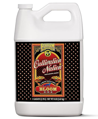 FoxFarm Cultivation Nation Bloom Fertilizer, 0-5-4 - Part 3 of FoxFarm 3-Part Feeding Program for Bud Development - Liquid Plant Food for Transition to Flowering and Harvest - 1 Gallon