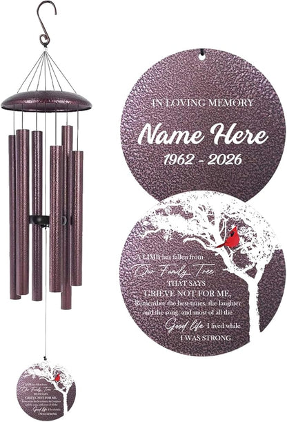 ASTARIN Wind Chimes for Loss of Loved One, Personalized Memorial Wind Chimes Gifts for Loss of Mom Dad, in Loving Memory- Cardinal Sympathy Gifts,30/36/45 in Deep Tone Windchime, Produced in USA