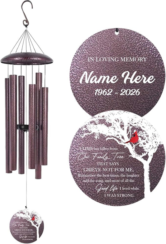 ASTARIN Wind Chimes for Loss of Loved One, Personalized Memorial Wind Chimes Gifts for Loss of Mom Dad, in Loving Memory- Cardinal Sympathy Gifts,30/36/45 in Deep Tone Windchime, Produced in USA