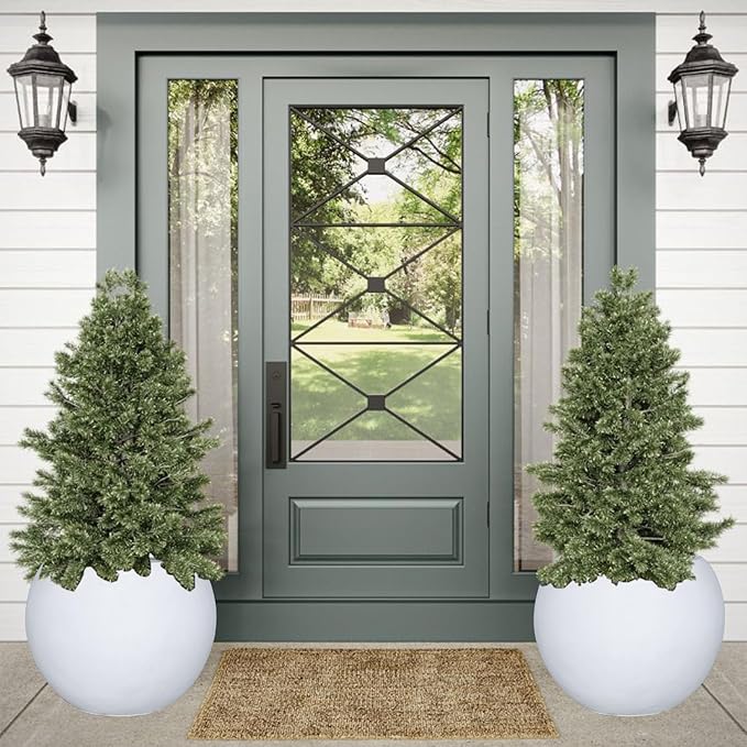 17 H x 21" Dia (15" Pot Opening) White Round Fiberstone Tall Planter with Drainage Hole, Indoor/Outdoor Large Plant