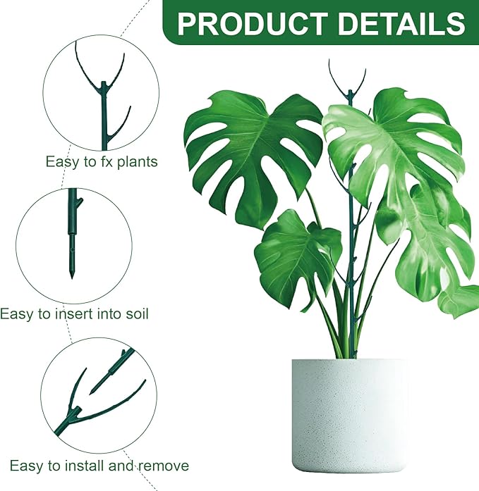 15 Pack Stackable Plant Support Stakes, Climbing Plant Support Pole, Philodendron Garden Stakes for Potted Plants, Plant Holder Stick for Monstera, Pothos