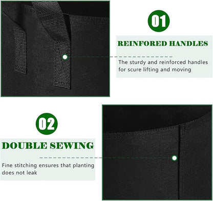 12-Pack 3 Gallon Plant Grow Bags Heavy Duty Thickened Nonwoven Fabric Pots with Handles