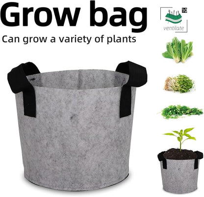 Grow Bags,Growing Pot Bags Garden Grow Bag Indoor Outdoor Fabric Aeration Plant Pot Container Flower Vegetable Pouch (Light Gray,10Gallon)