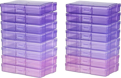 novelinks Transparent 4" x 6" Photo Cases and Clear Craft Keeper with Handle, 16 Inner Photo Organizers & Photo Storage Box, Plastic Photo Storage Containers (Purple Gradient)