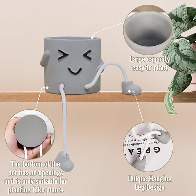 Uguisu 1 Pcs Cute Plant Pot, Small Planter, Succulent Planter, Flower Pot, Office, Room, Shelf, Table Decoration Planter - Squint(Plants not Included)