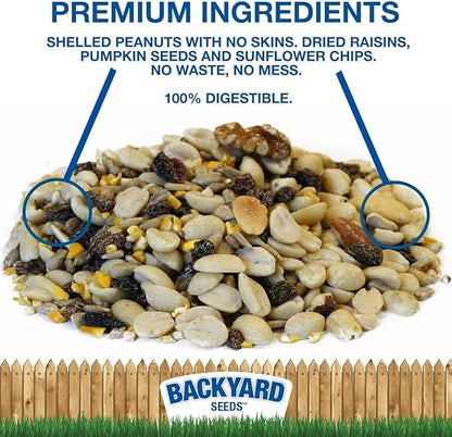 CountryMax Backyard Seeds Woodpecker No-Waste Bird Seed Mix 40lbs - Premium Shelled Peanuts & Sunflower Chips, Medium Bag of Wild Bird Food