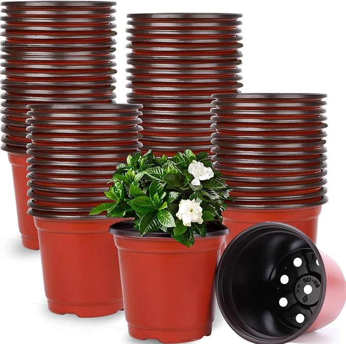 350 Pcs Plastic Plants Nursery Pots 4 Inch Seed Starting Planter Planting Seedling Pots Seedling Flower Plant Container for Garden Cutting Transplanting