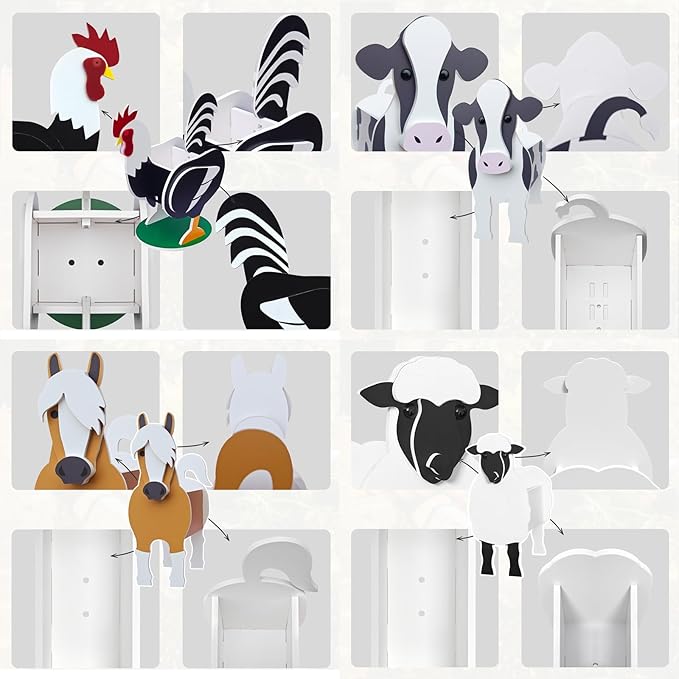 Pet Flower Pots 4 Pcs Farm Animals Series Rooster/Horse/Cow/Sheep Cute Animal Shape Flower Planters, Plant Pots for Indoor/Outdoor Garden Decor, Unique Gifts/Souvenirs for Pet Lovers