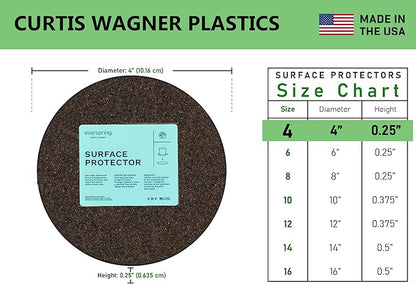 Curtis Wagner Plastics Corp. MA-400 Fabric Plant Mat (4" Diameter, Walnut Brown, 5-Pack) - Round Fabric Plant Coasters - Use as Planter, Coaster or Pads for Your Arts & Crafts