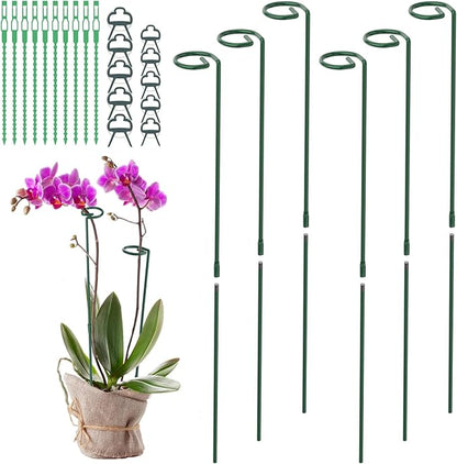 Plant Stakes for Indoor Outdoor Plants, 6 Packs 31.5 inches Plant Support Stakes with Twist Ties and Clips, Climbing Plant Sticks Garden Flower Stakes Support Hoops for Tomato, Pepper, Peony