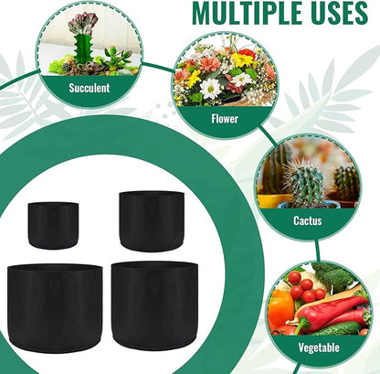 Abbylike 18 Pcs 3/5/7/10 Gallon Plant Grow Bags Heavy Duty Nonwoven Fabric Garden Plant Container Thickened Black Aeration Planter Pots for Outdoor Planting Flower Herb Potato Vegetable Fruits Plants