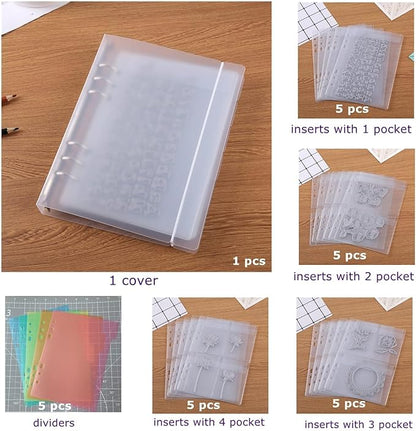 Die Storage Book Binder Die and Stamp Storage Folder Page Protectors 1 Cover with 25 Sheets Pockets Set Organizer Collection Case Template Holder DIY Scrapbooking Storing
