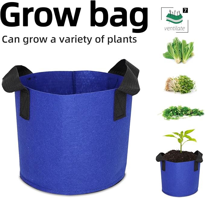 Grow Bags,Growing Pot Bags Garden Grow Bag Indoor Outdoor Fabric Aeration Plant Pot Container Flower Vegetable Pouch (Dark Blue,7 Gallon)