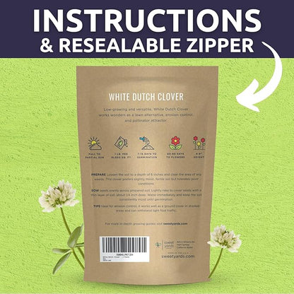 White Dutch Clover - Bulk 5 Pounds - 3,000,000 Flower Seeds for Planting - Trifolium repens