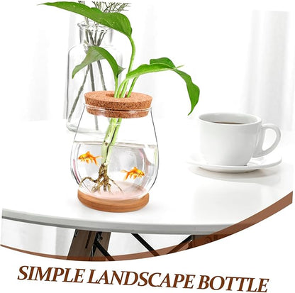 Milisten 1 Set Hydroponic Glass Vase DIY Cork Bottle Micro Landscape Bottle Coral Jar Aquarium Glass Terrarium Cork Planter Terrarium Dill