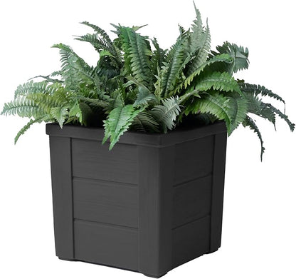Step2 Lakewood Planter Box™ 2-Pack, Planters for Indoor or Outdoor Plants, Gardening and Flower Pot for Patio or Porch, Durable Plastic, Black