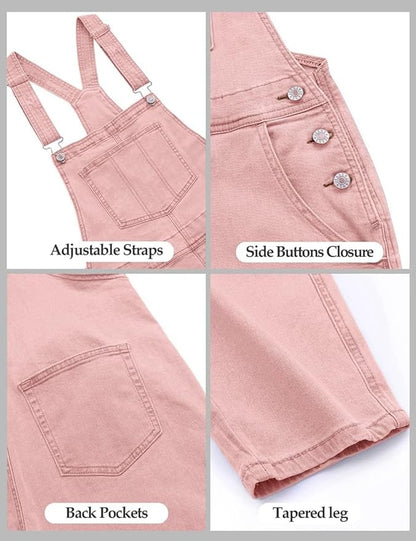 Vetinee Womens Classic Adjustable Straps Pockets Denim Bib Overalls Jeans Pants