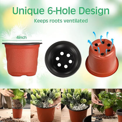 350 Pcs Plastic Plants Nursery Pots 4 Inch Seed Starting Planter Planting Seedling Pots Seedling Flower Plant Container for Garden Cutting Transplanting