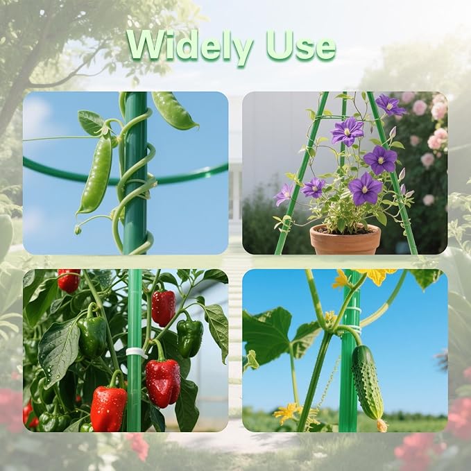 Garden Stakes 65pcs Kit, Includes 17" Fiberglass Sticks 20pcs and 45pcs Accessories for DIY 4ft, 5ft, 6ft, 7ft Stakes for Fruit, Tomato, Vegetable, Indoor & Outdoor Gardening Supplies