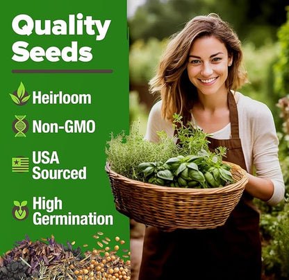 HOME GROWN 25 Herb Seeds for Planting 8,700+ Non-GMO Heirloom Seeds | Extra Large Variety Pack Herb Kit – Indoor Outdoor & Hydroponic | Culinary Seed Set | Grow Your Own Herbs | Gardening Gift