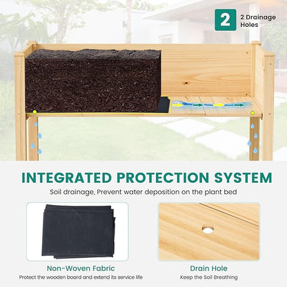 DoCred Raised Garden Bed, 45.7" x 22.8" x 31.5" Large Elevated Wooden Horticulture Planter Box with Wood Legs Standing Growing Bed Planter for Gardening, Balcony, Backyard, Patio