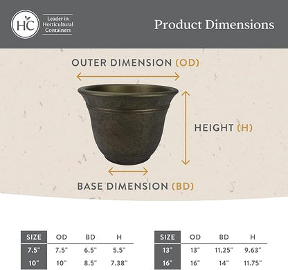 The HC Companies Sierra Round Self-Watering Pot - Lightweight Plastic Planter for Herbs & More - Durable Plant Pots for Indoor Plants & Outdoor Plants (16” Arizona Sand, Pack of 1)