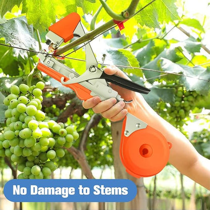 FUNTECK Garden Plant Tying Machine Branch Tape Tool for Vine, Tomato, Cucumber, Grape & Floral Support | Heavy-Duty Handheld Plant Binder with Durable Tape & Ergonomic Grip, Orange