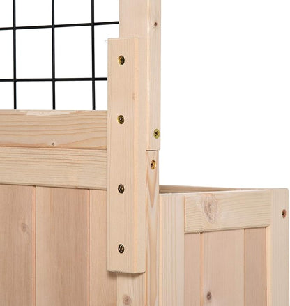 Outsunny 3-Tiers Raised Garden Bed with Trellis, 53" H Vertical Planter Box with Wheels & Back Storage Area, for Flowers, Vegetables, Herbs, Natural