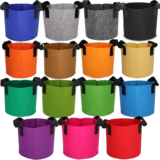 Grow Bags,Growing Pot Bags Garden Grow Bag Indoor Outdoor Fabric Aeration Plant Pot Container Flower Vegetable Pouch (Mixed 15colors,2 Gallon)