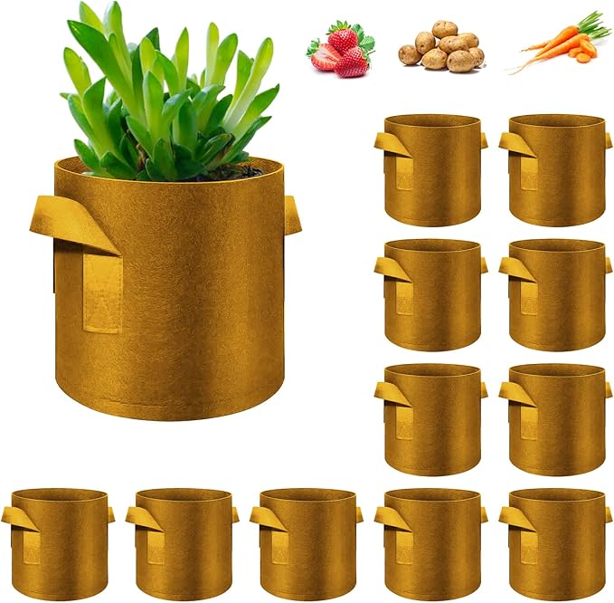 12 Pack 20 Gallon Plant Grow Bags, Thickened Nonwoven Fabric Pots with Handles, Vegetable Planter Bags Containers, Cloth Planters for Garden Vegetable/Flower/Plant/Fruits Outdoor (Brown)