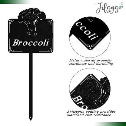 Metal Seed & Plant Labels - Plant Markes for Seedlings-Plant Tags for Pots - Garden Signs for Vegetable - Durable Markers for Plants Outdoor Waterproof - Garden Decor for Farmhouse(Broccoli)
