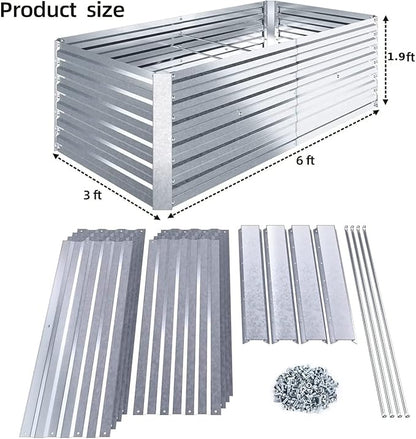 Ohuhu Metal Raised Garden Beds for Vegetables, 6x3x1.9 FT Heightened Extra-Large Reinforced Galvanized Steel Raised Boxes, Heavy Duty Outdoor Planter Box for Seedling Growing Flowers Herbs Succulent